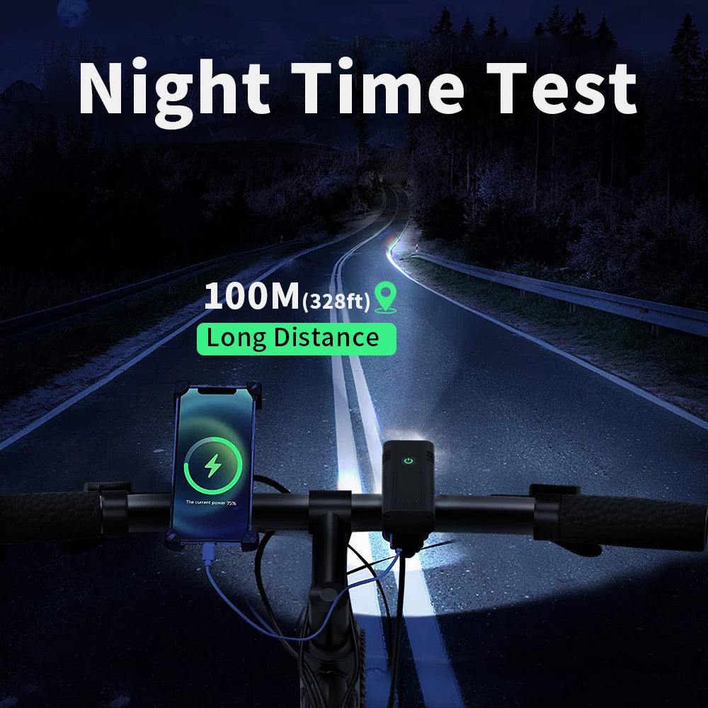 10000mAh 6-8 LED Bike Light USB Rechargeable 3600 Lumens Bike Headlight Super Bright Flashlight Front Lights and Back Rear light