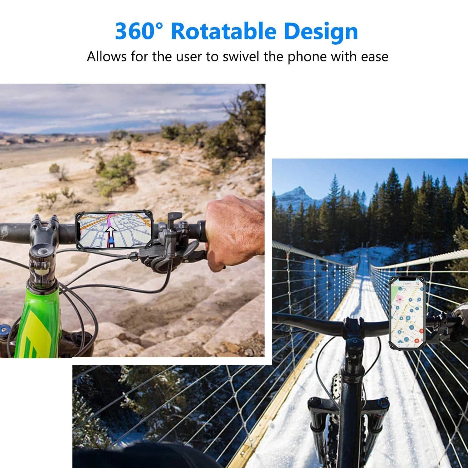 Silicone Bicycle Phone Holder Universal Bike Motorcycle Mobile Phone Stand Handlebar Clip Bracket for 4 to 6.5 inch Cell Phone