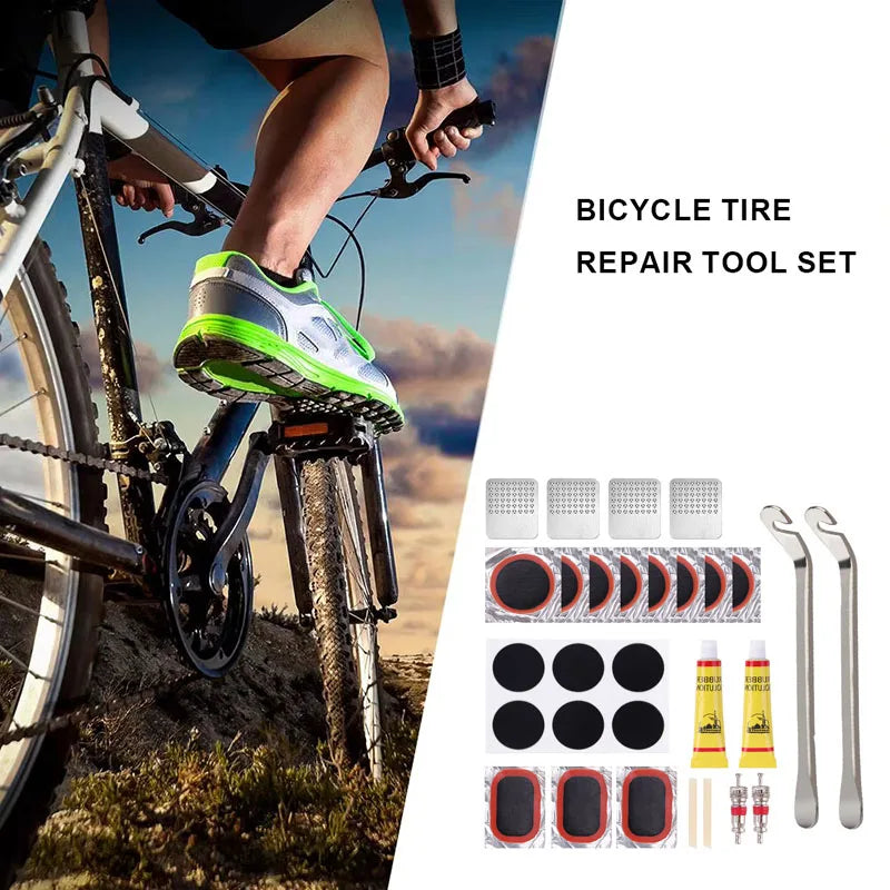 Bicycle Flat Tire Repair Kit Tool Set 48pcs Portable Rubber Fetal Repair Tools bike Inner Tube Puncture Patch Repair Tools