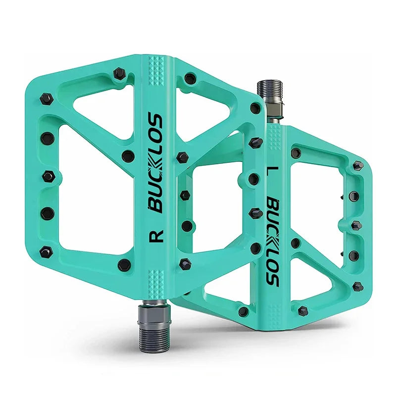 BUCKLOS Bike Pedal Ultralight Pedal Platform for Road Mountain Bike Anti-slip Nylon Sealed Bearings Flat Pedals MTB Bicycle Part