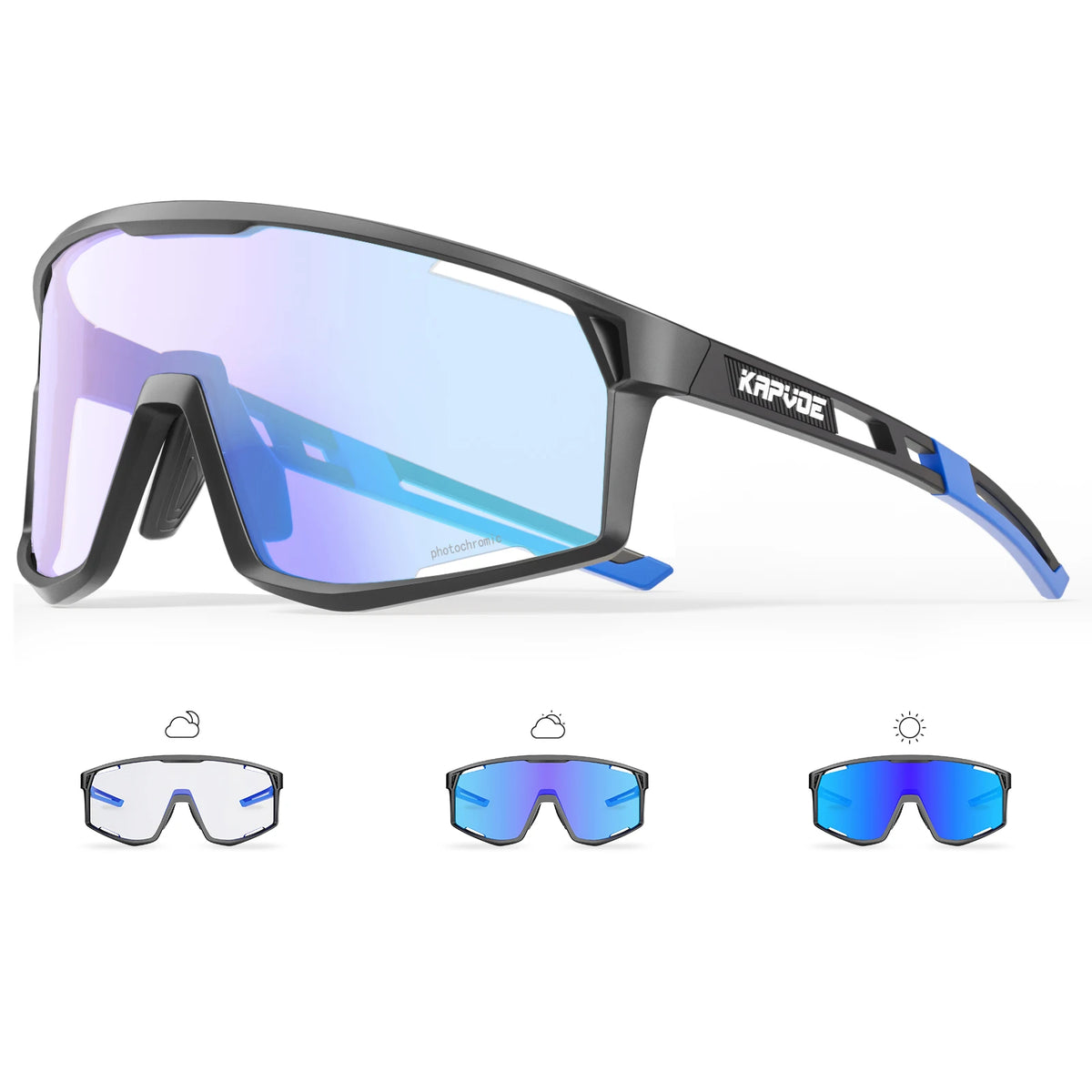 Kapvoe New Outdoor Photochromic Cycling Sunglasses Men Women MTB Glasses UV400 Bicycle Eyewear Sports Hiking Road Bike Goggles