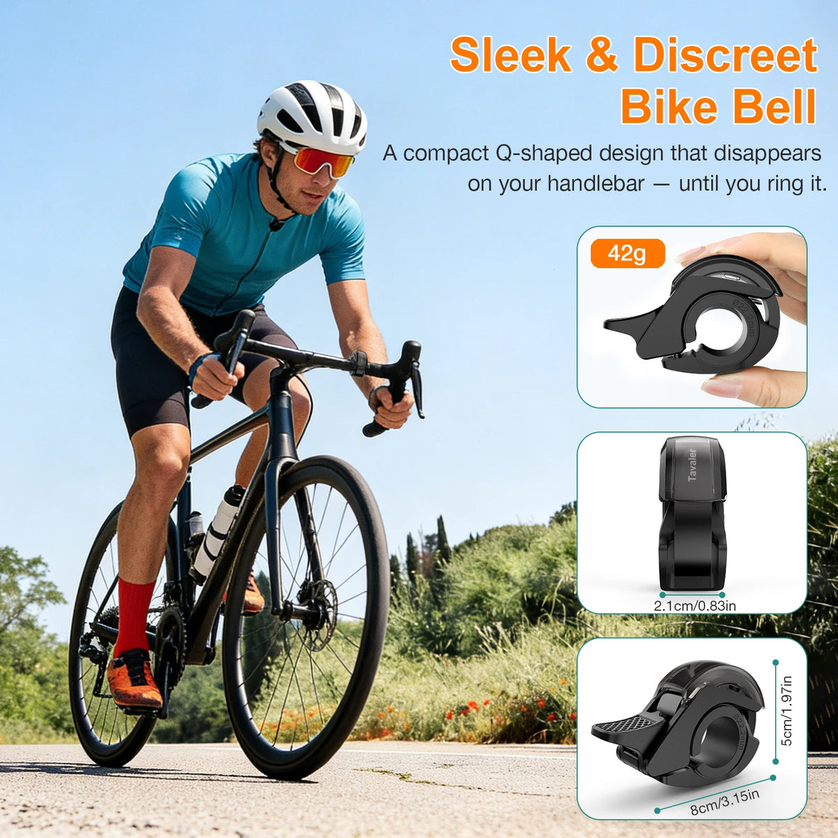Tavaler New Upgrade Bicycle Bell 110dB Max Crisp PC Waterproof Anti-Slip Textured Safety Road Scooter MTB Outdoor Bike Accessory