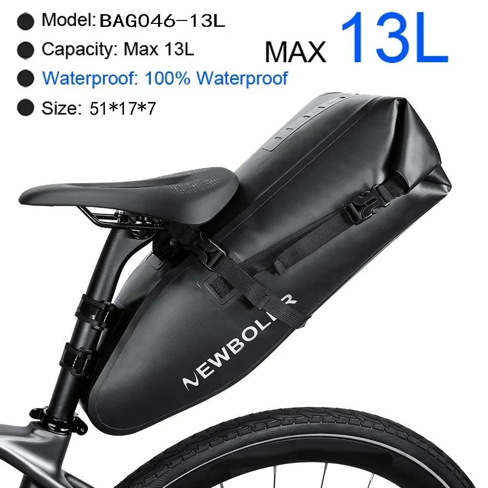 NEWBOLER Bike Saddle Bag Waterproof MTB Road Bicycle 10L Large Capacity Cycling Bag Foldabe Tail Rear Bag Trunk Accessories