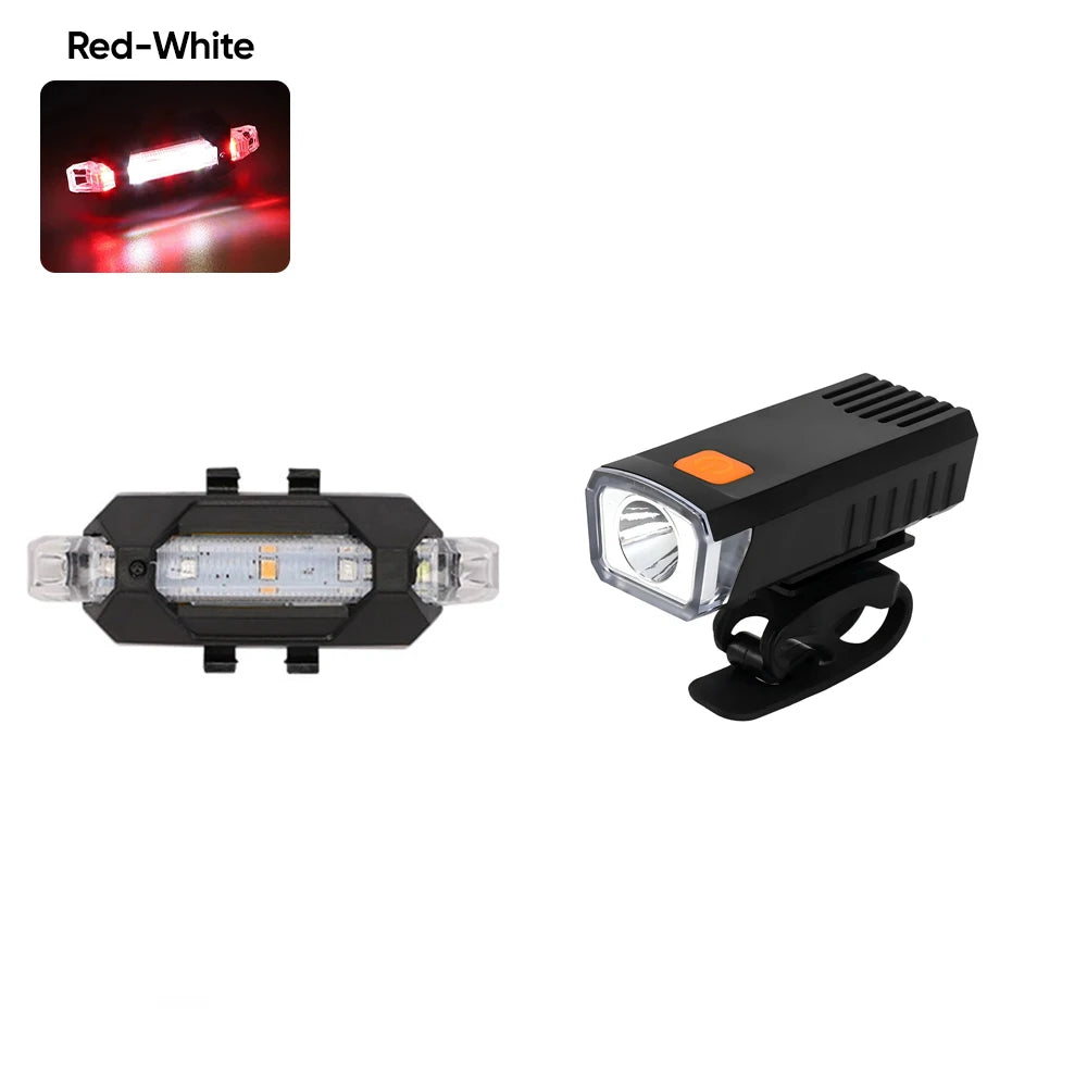Bike Front Rear Light Set Bicycle Headlight Taillight MTB Road Bike Front Rear Lamp Set Cycling Flashlight Bicycle Accessories