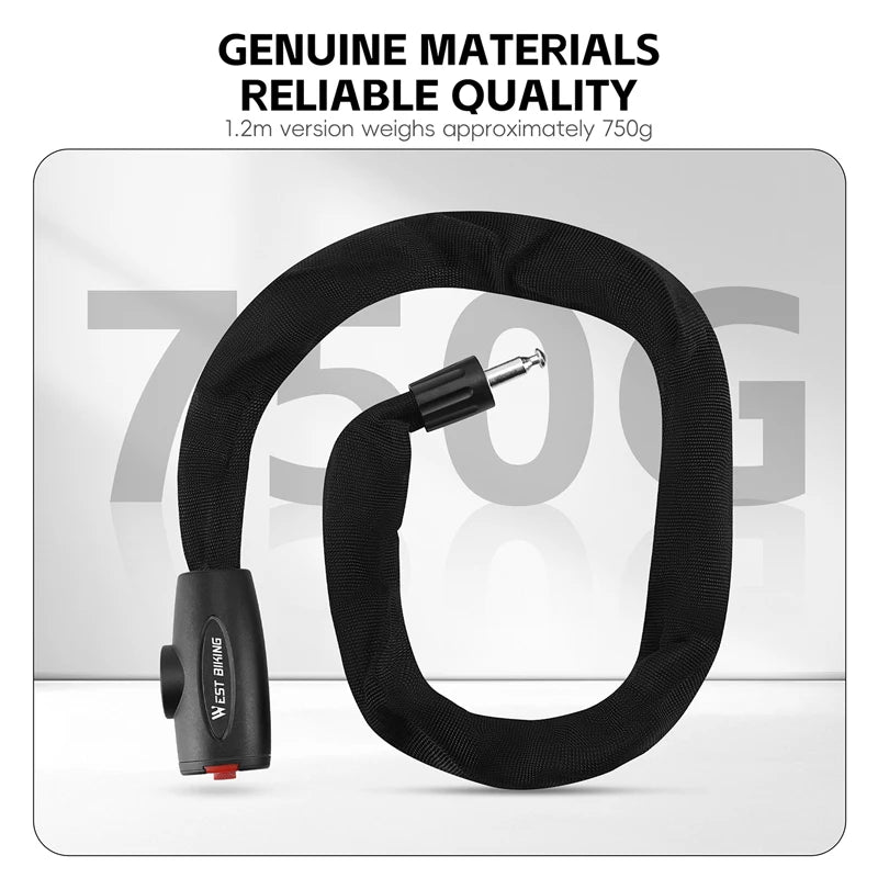 WEST BIKING Anti-theft Bicycle Lock MTB Road Bike Safety Chain Lock With 2 Keys Outdoor Cycling Bicycle Accessories Bike Locks