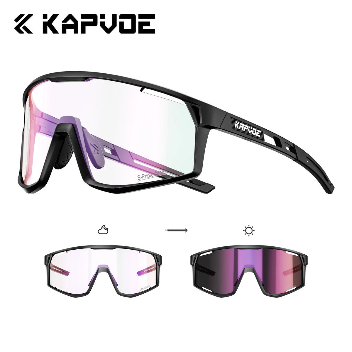 Kapvoe New Outdoor Photochromic Cycling Sunglasses Men Women MTB Glasses UV400 Bicycle Eyewear Sports Hiking Road Bike Goggles