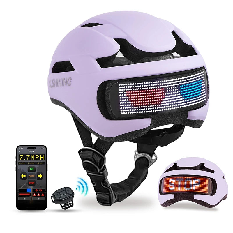SLSHINING LED Bike Helmet with LED Display Screen Taillight Smart APP Control Bicycle Helmet Road MTB Cycling Helmets