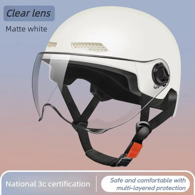 Bicycle Safety Helmet 3C Certified Men's and Women's Adult Children Cartoon Electric Bicycle Motorcycle Half Helmet with Goggles