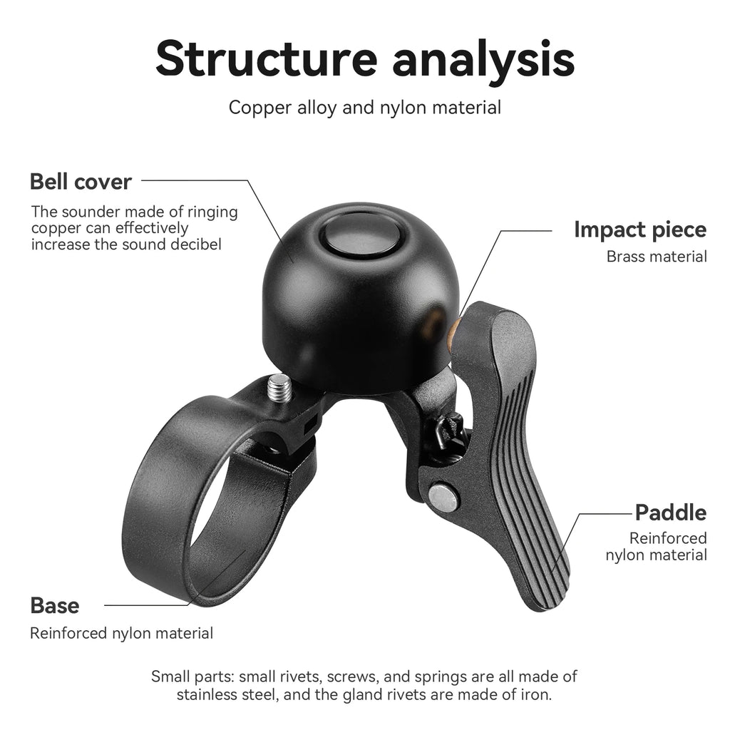 ROCKBROS Cycling Bell Road Bike Horn Waterproof Copper Alloy Bell Bicycle Drop Bent Handlebar Horn Crisp Warning Cycling Bells