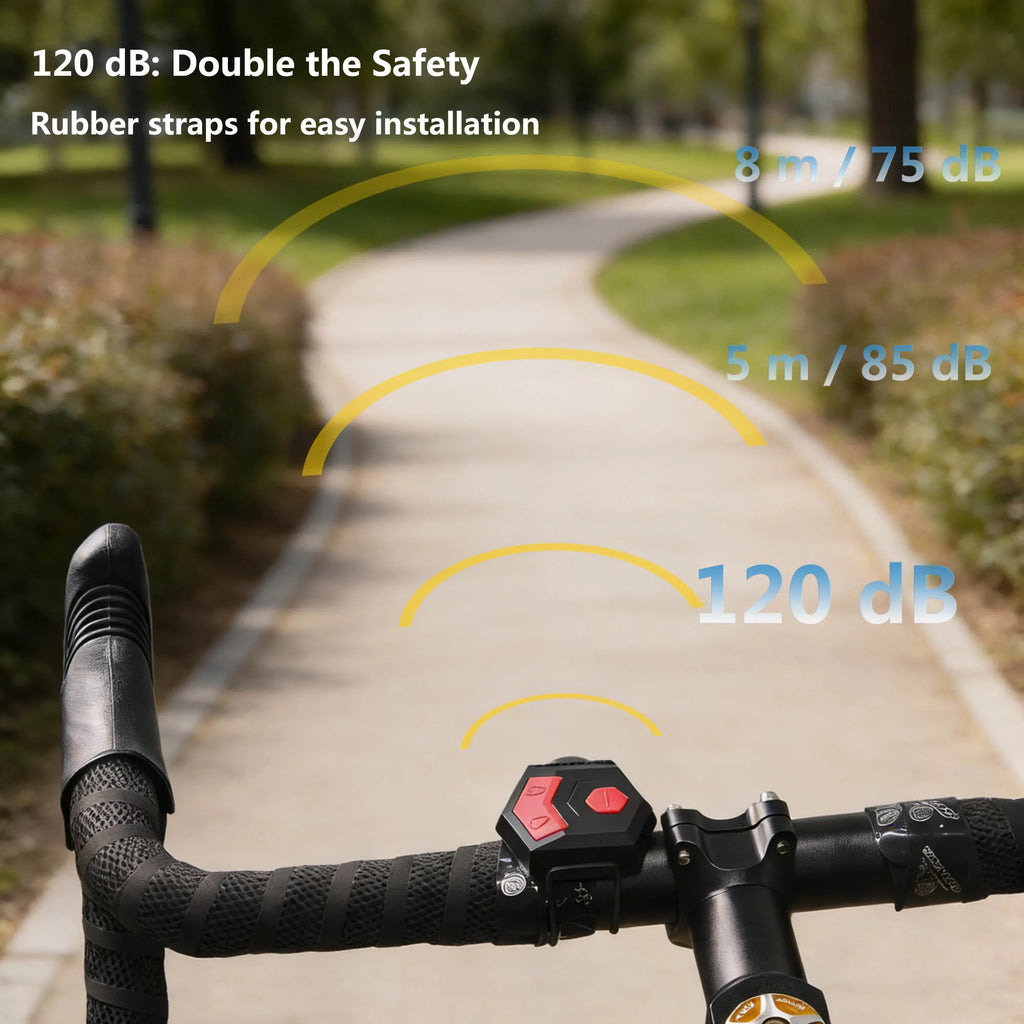 SHIZIWANGRI 120dB Bicycle Electronic Horn Anti-theft Alarm Type-C Rechargeable 200mAh Bike Bell Waterproof MTB Road Cycling Handlebar Warning Horn