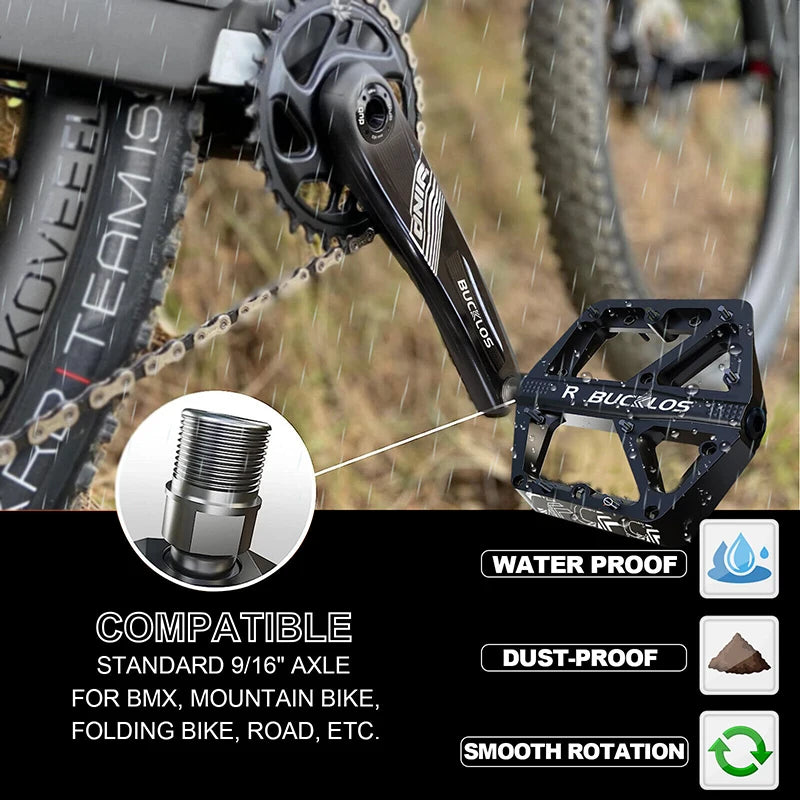 BUCKLOS Bike Pedal Ultralight Pedal Platform for Road Mountain Bike Anti-slip Nylon Sealed Bearings Flat Pedals MTB Bicycle Part