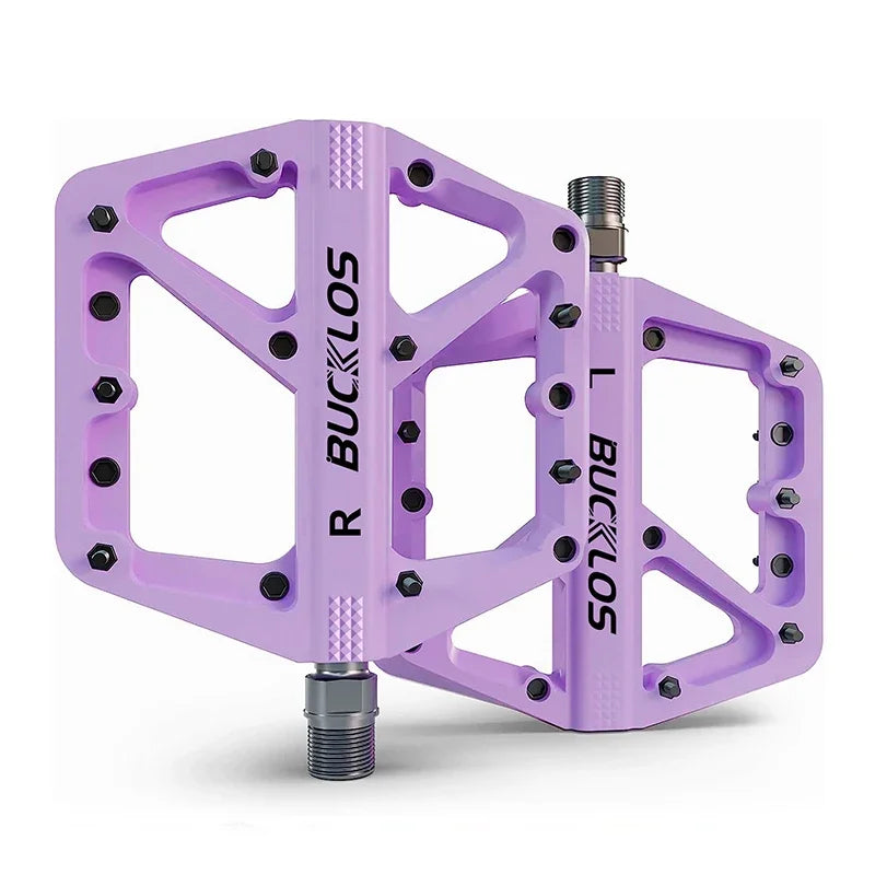 BUCKLOS Bike Pedal Ultralight Pedal Platform for Road Mountain Bike Anti-slip Nylon Sealed Bearings Flat Pedals MTB Bicycle Part