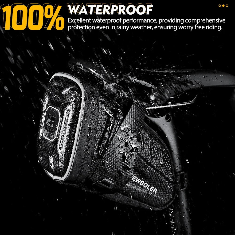 NEWBOLER Bike Saddlebags MTB Road Waterproof Bicycle Saddle Bag Reflective Striped Bicycle Tool Bag MTB Bike Bag Accessories