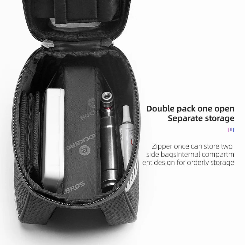 ROCKBROS Touchscreen-Friendly Cycling Gear Accessories Bicycle Top Tube Bag Reflective Reflective Version MTB Saddle Bag