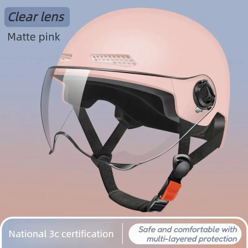 Bicycle Safety Helmet 3C Certified Men's and Women's Adult Children Cartoon Electric Bicycle Motorcycle Half Helmet with Goggles