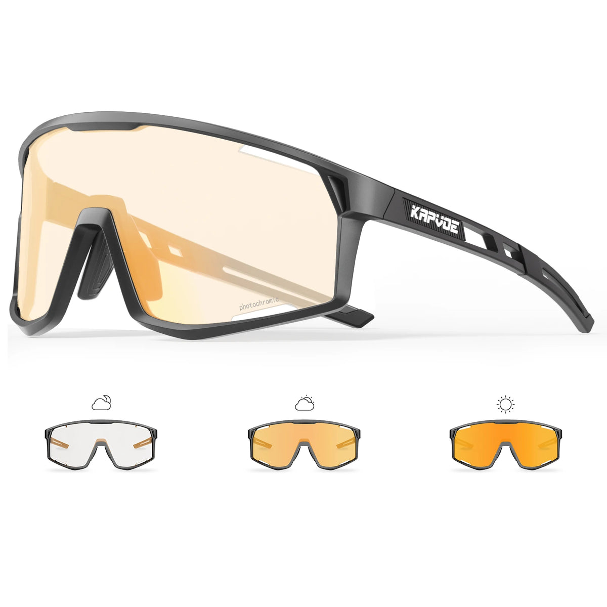 Kapvoe New Outdoor Photochromic Cycling Sunglasses Men Women MTB Glasses UV400 Bicycle Eyewear Sports Hiking Road Bike Goggles