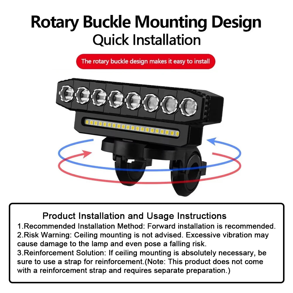 5/8 LED Bicycle Front Light USB Rechargeable 130dB Cycling Bike Horn Easy to Install 6 Modes Bicycle Bell Light