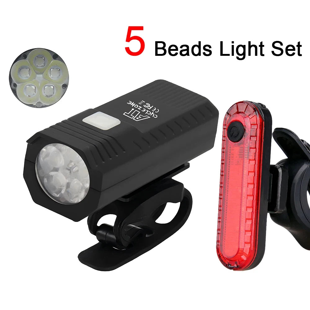 Bike Light Set Front Light with Taillight LED Rechargeable Bicycle Lights 3 Modes Headlight Easy to Install Night Cycling Lamp
