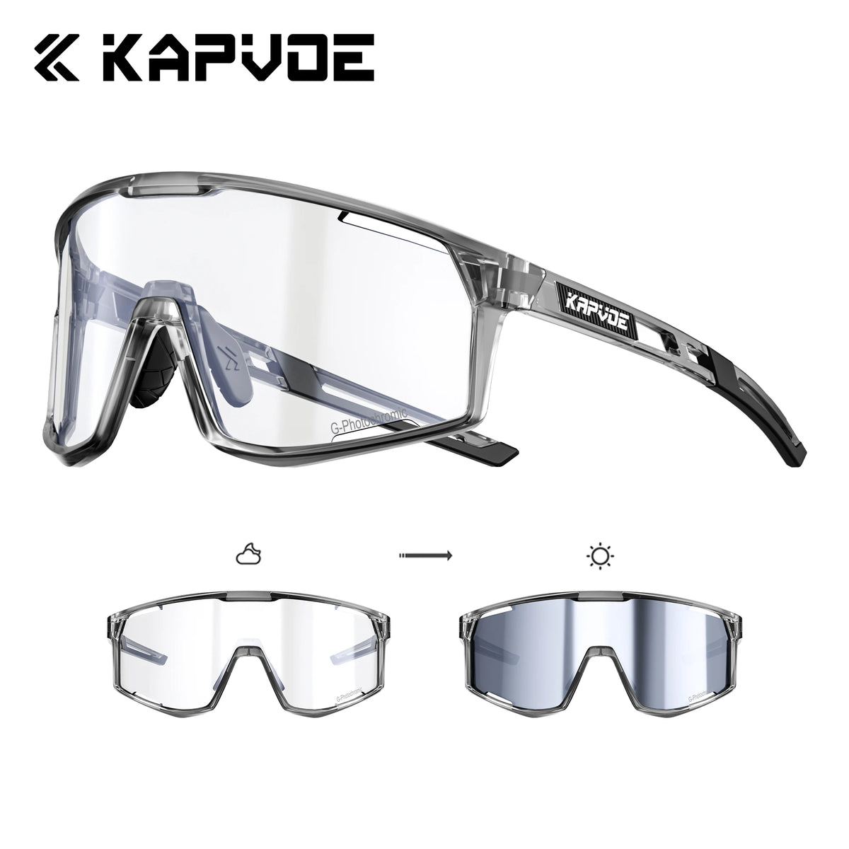 Kapvoe New Outdoor Photochromic Cycling Sunglasses Men Women MTB Glasses UV400 Bicycle Eyewear Sports Hiking Road Bike Goggles