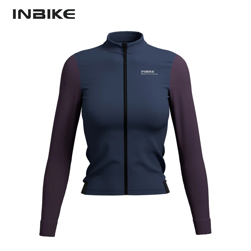 INBIKE Warm Thermal Cycling Jersey Set for Women Comfortable Fleece Road Bike Bib Pants Windproof Road MTB Clothing with Pockets