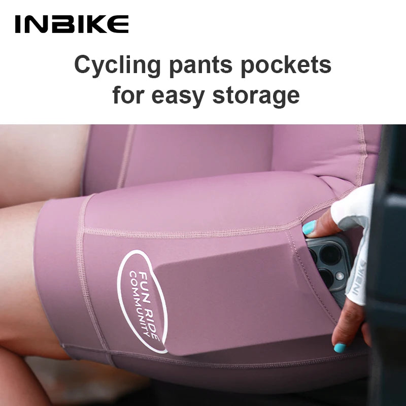 INBIKE Women's Cycling Bibs Pants High-waisted Summer Bike Shorts with Straps Shock Absorbing Bicycle Shorts MTB Cycling Clothes