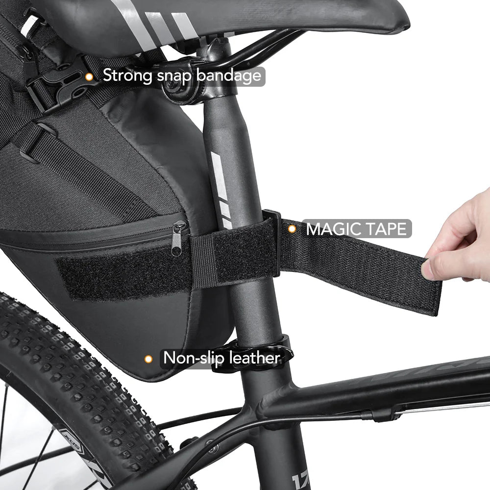 NEWBOLER Bike Saddle Bag Waterproof MTB Road Bicycle 10L Large Capacity Cycling Bag Foldabe Tail Rear Bag Trunk Accessories