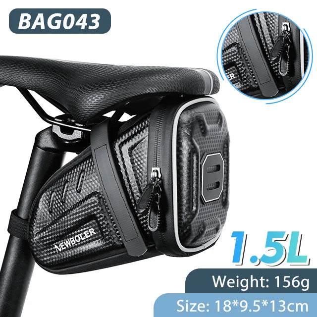 NEWBOLER Bike Saddlebags MTB Road Waterproof Bicycle Saddle Bag Reflective Striped Bicycle Tool Bag MTB Bike Bag Accessories