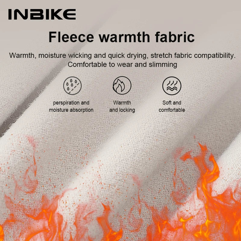 INBIKE Winter Fleece Women's Cycling Jersey Thermal MTB Biking Colthing Road Bike Jacket Windproof Bicycle Tops with 3 Pockets