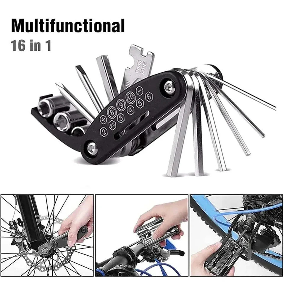 Bicycle Repair Tools Kit Portable Bike Multi Tool Set with Air Pump Tire Patch Kit for Mountain Road Bicycle