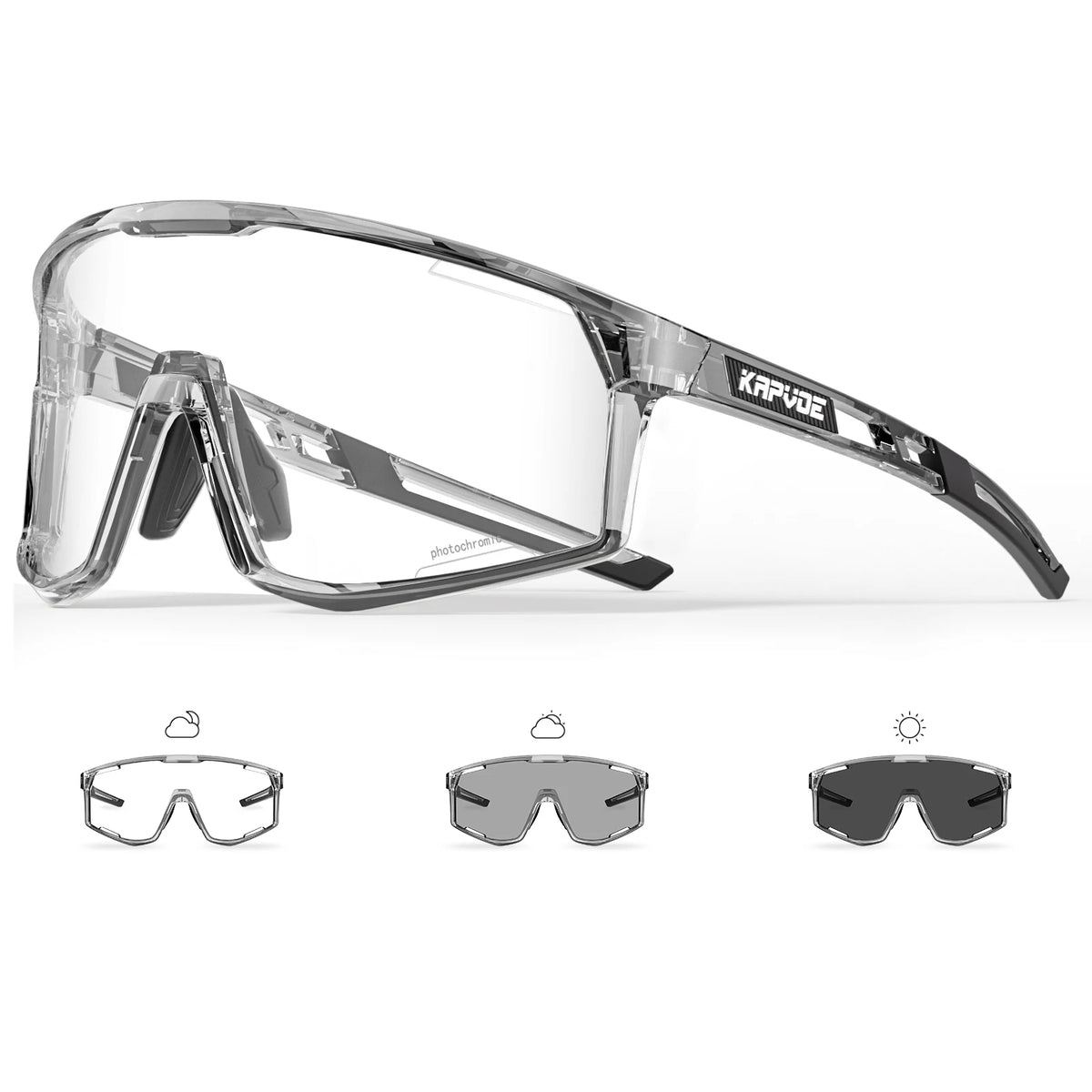 Kapvoe New Outdoor Photochromic Cycling Sunglasses Men Women MTB Glasses UV400 Bicycle Eyewear Sports Hiking Road Bike Goggles