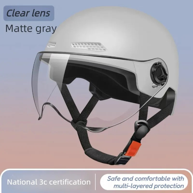 Bicycle Safety Helmet 3C Certified Men's and Women's Adult Children Cartoon Electric Bicycle Motorcycle Half Helmet with Goggles
