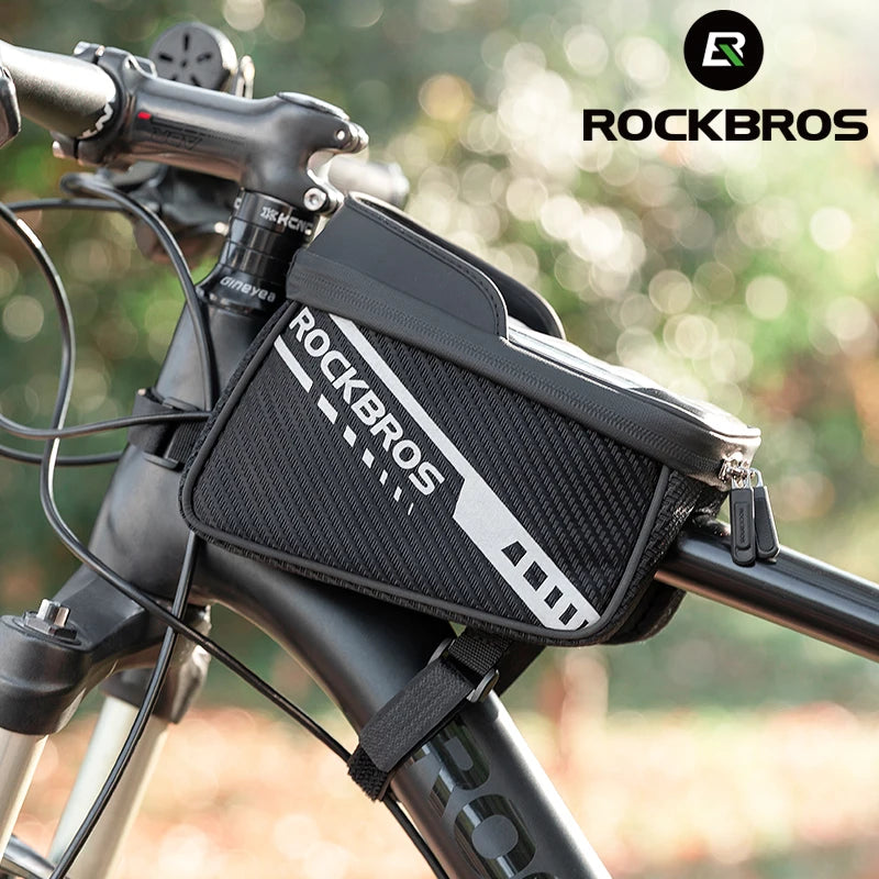 ROCKBROS Touchscreen-Friendly Cycling Gear Accessories Bicycle Top Tube Bag Reflective Reflective Version MTB Saddle Bag
