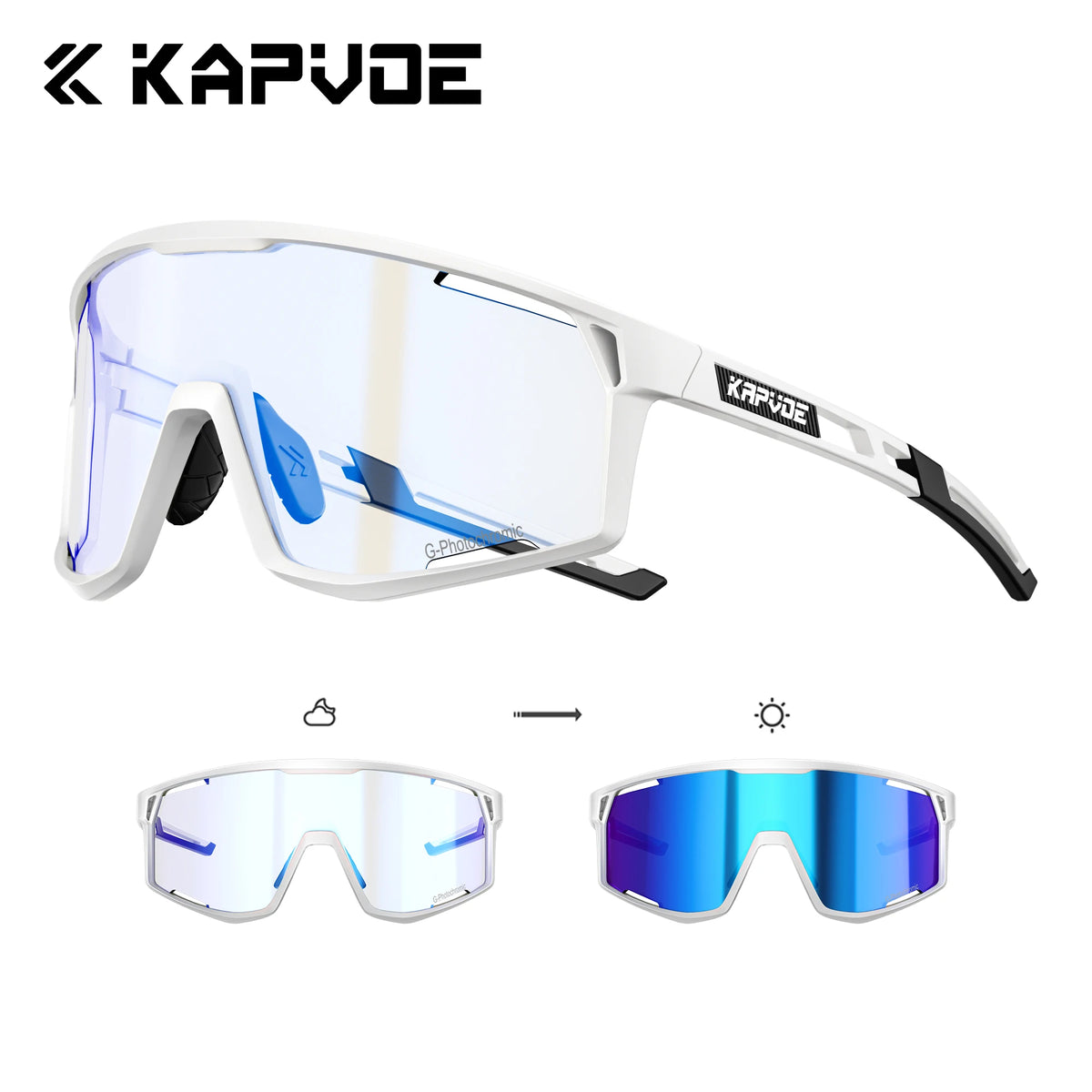 Kapvoe New Outdoor Photochromic Cycling Sunglasses Men Women MTB Glasses UV400 Bicycle Eyewear Sports Hiking Road Bike Goggles