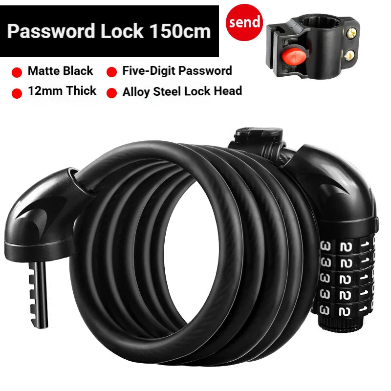 TOSUOD Bicycle Cable Lock MTB Road Bicycle Anti-Theft Four or Five Digit Password Scooter Motorcycle Accessories Bicycle Lock