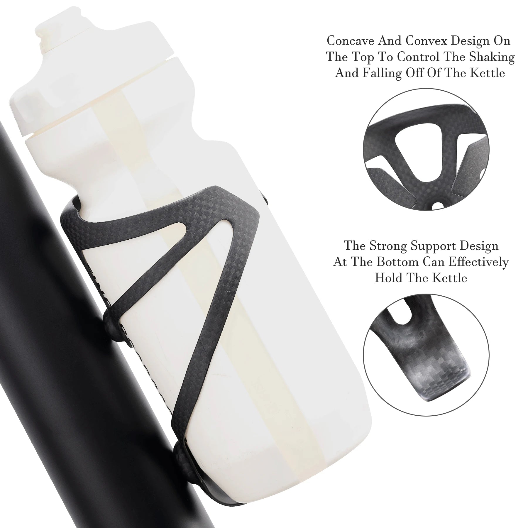 HUALONG 3K Carbon Fiber Bicycle Water Bottle Cage Road MTB Gravel Bike Water Bottle Holder Cages, Matte Black, Weight (16±2g)