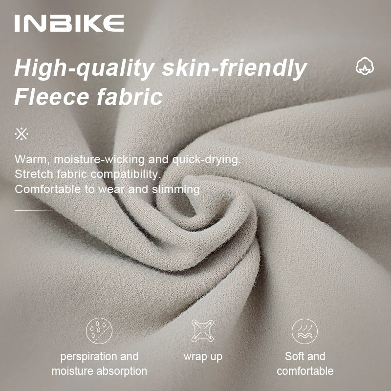 INBIKE Warm Thermal Cycling Jersey Set for Women Comfortable Fleece Road Bike Bib Pants Windproof Road MTB Clothing with Pockets