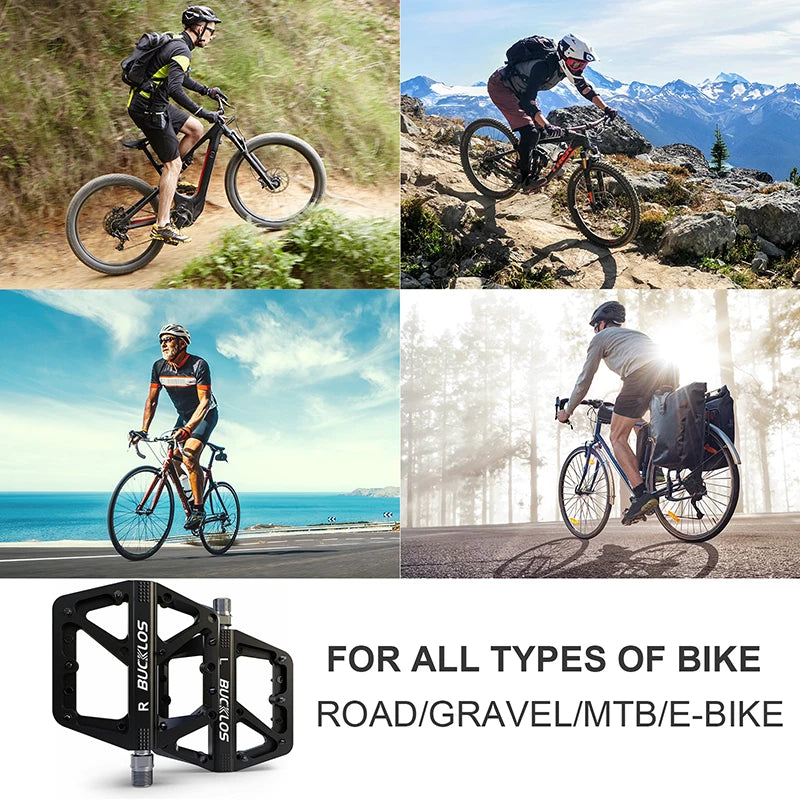BUCKLOS Bike Pedal Ultralight Pedal Platform for Road Mountain Bike Anti-slip Nylon Sealed Bearings Flat Pedals MTB Bicycle Part