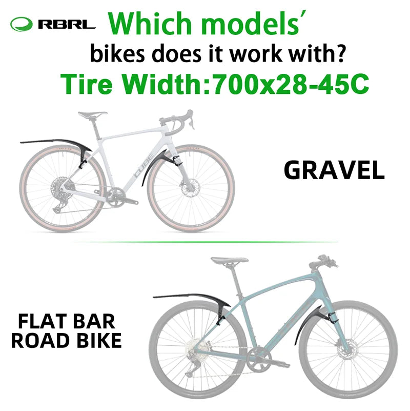 RBRL Bicycle Mudguard 700c Road Bike Fender Quick Release Gravel Bike Mudguard Strong PP Mud Proof for Bicycle Accessories