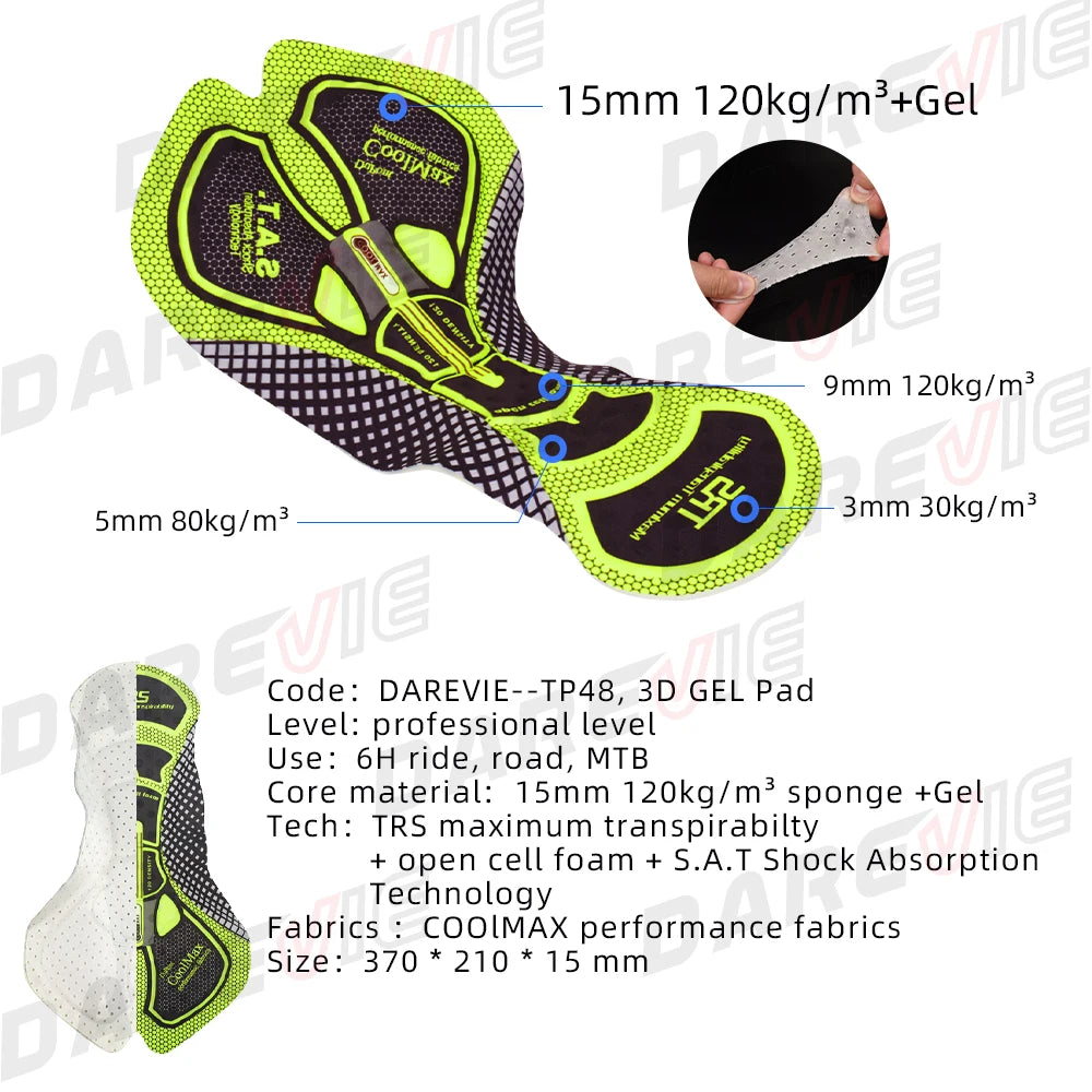 DAREVIE Cycling Bib Tights Winter PRO Level Waterproof Windproof Thermal Fleece Gel Pad Cycling Bib Pants Hot Warm Bike Trousers