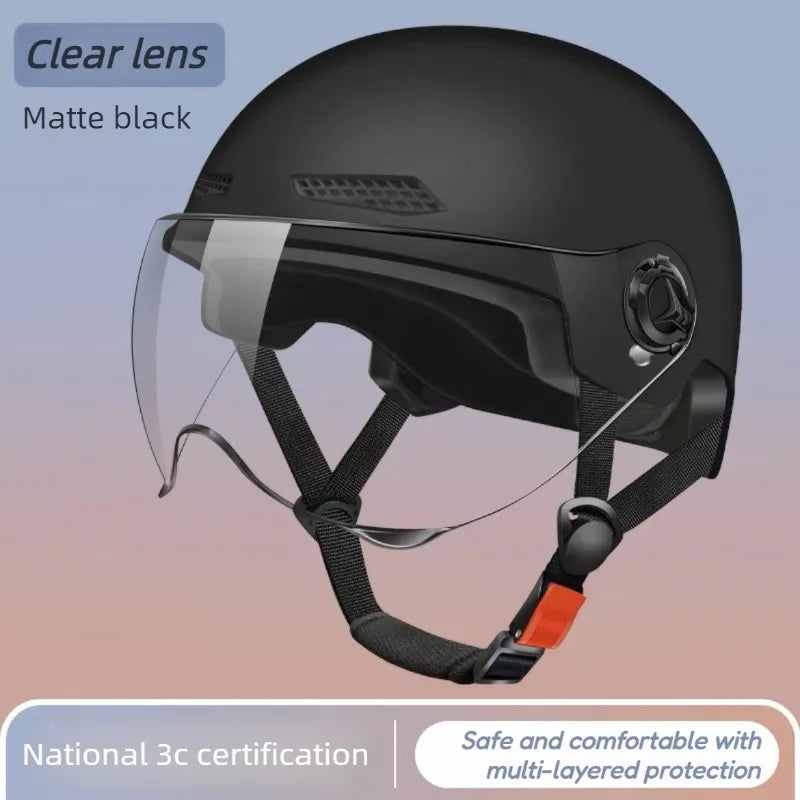 Bicycle Safety Helmet 3C Certified Men's and Women's Adult Children Cartoon Electric Bicycle Motorcycle Half Helmet with Goggles