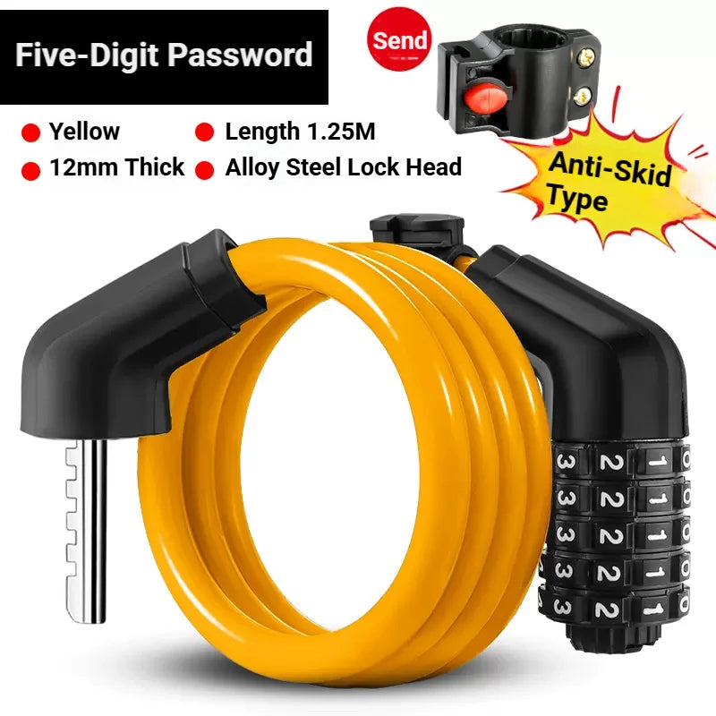 TOSUOD Bicycle Cable Lock MTB Road Bicycle Anti-Theft Four or Five Digit Password Scooter Motorcycle Accessories Bicycle Lock
