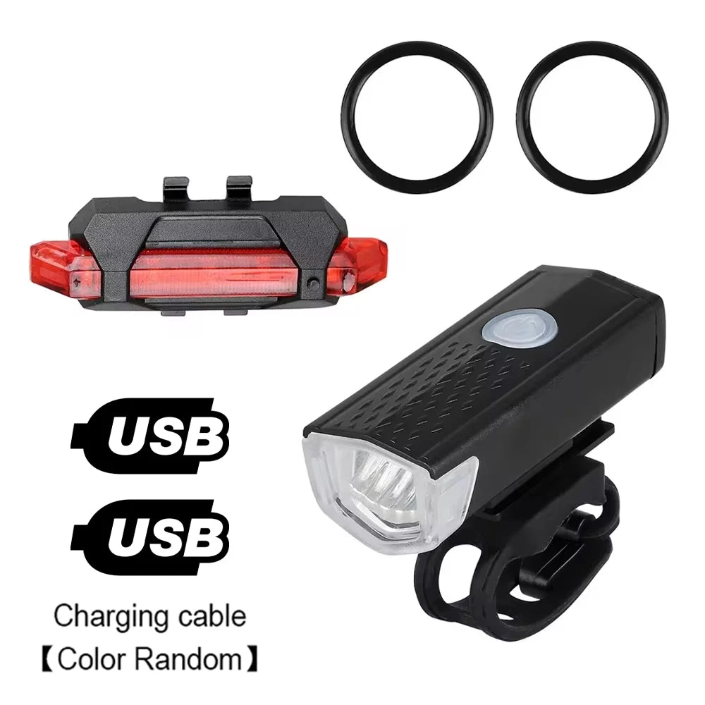 Bike Light Set Front Light with Taillight LED Rechargeable Bicycle Lights 3 Modes Headlight Easy to Install Night Cycling Lamp