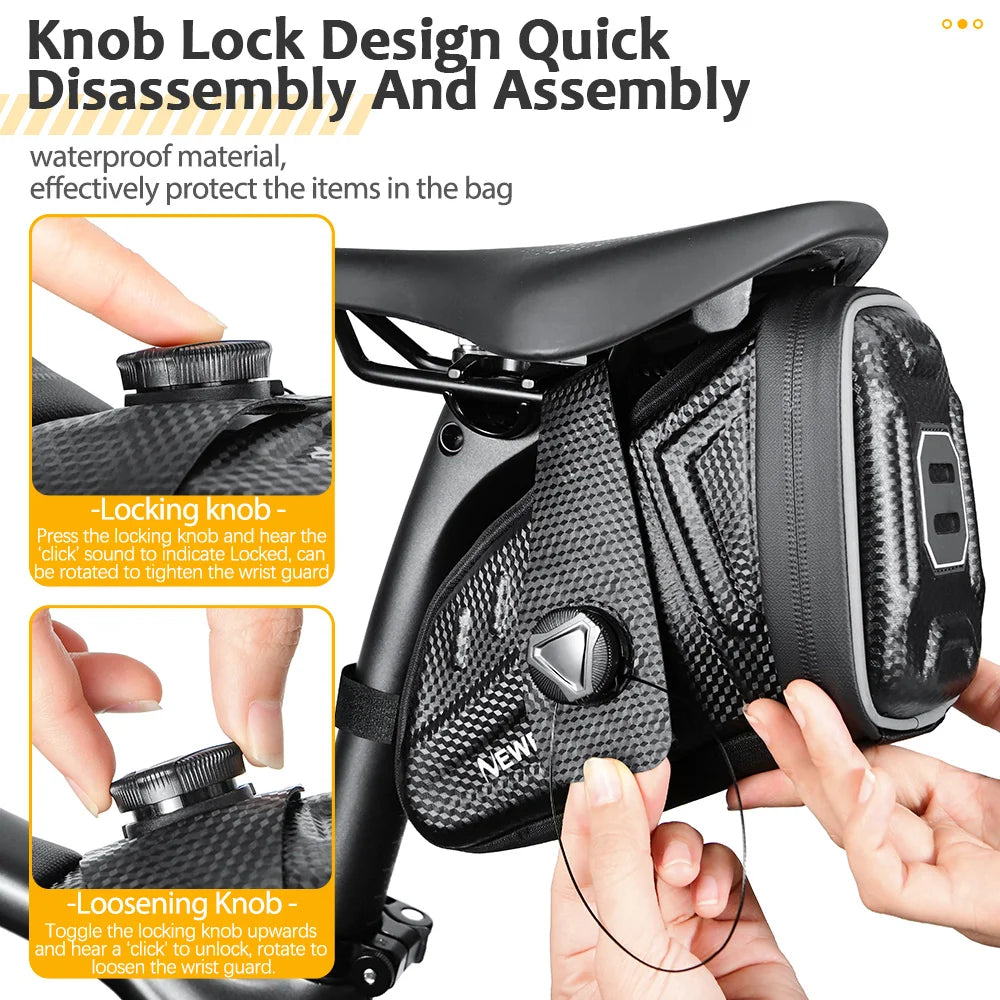 NEWBOLER Bike Saddlebags MTB Road Waterproof Bicycle Saddle Bag Reflective Striped Bicycle Tool Bag MTB Bike Bag Accessories