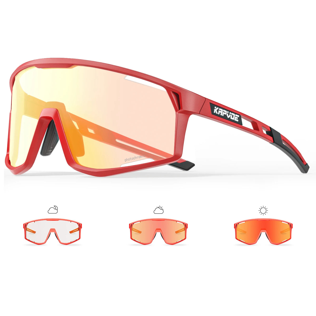 Kapvoe New Outdoor Photochromic Cycling Sunglasses Men Women MTB Glasses UV400 Bicycle Eyewear Sports Hiking Road Bike Goggles