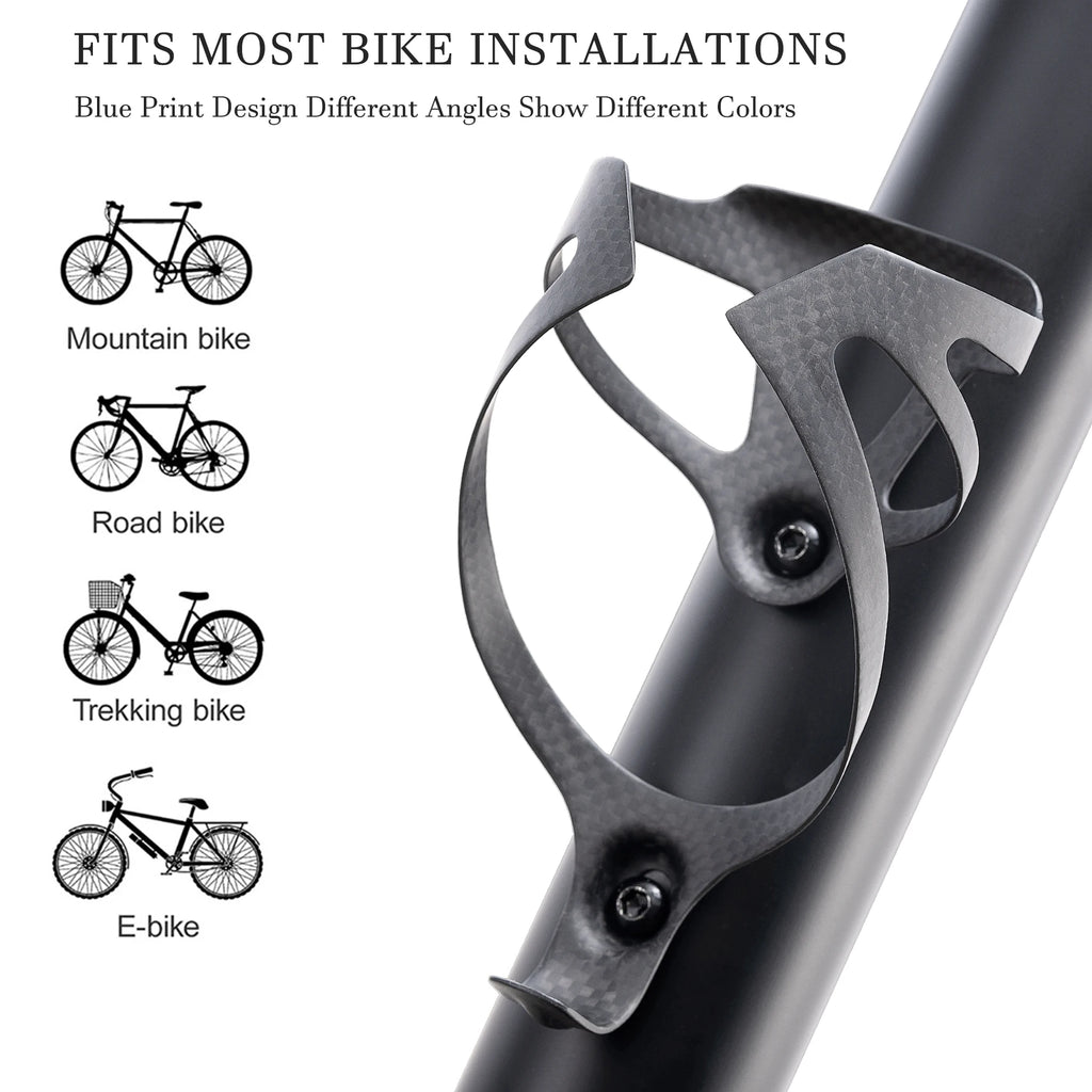 HUALONG 3K Carbon Fiber Bicycle Water Bottle Cage Road MTB Gravel Bike Water Bottle Holder Cages, Matte Black, Weight (16±2g)