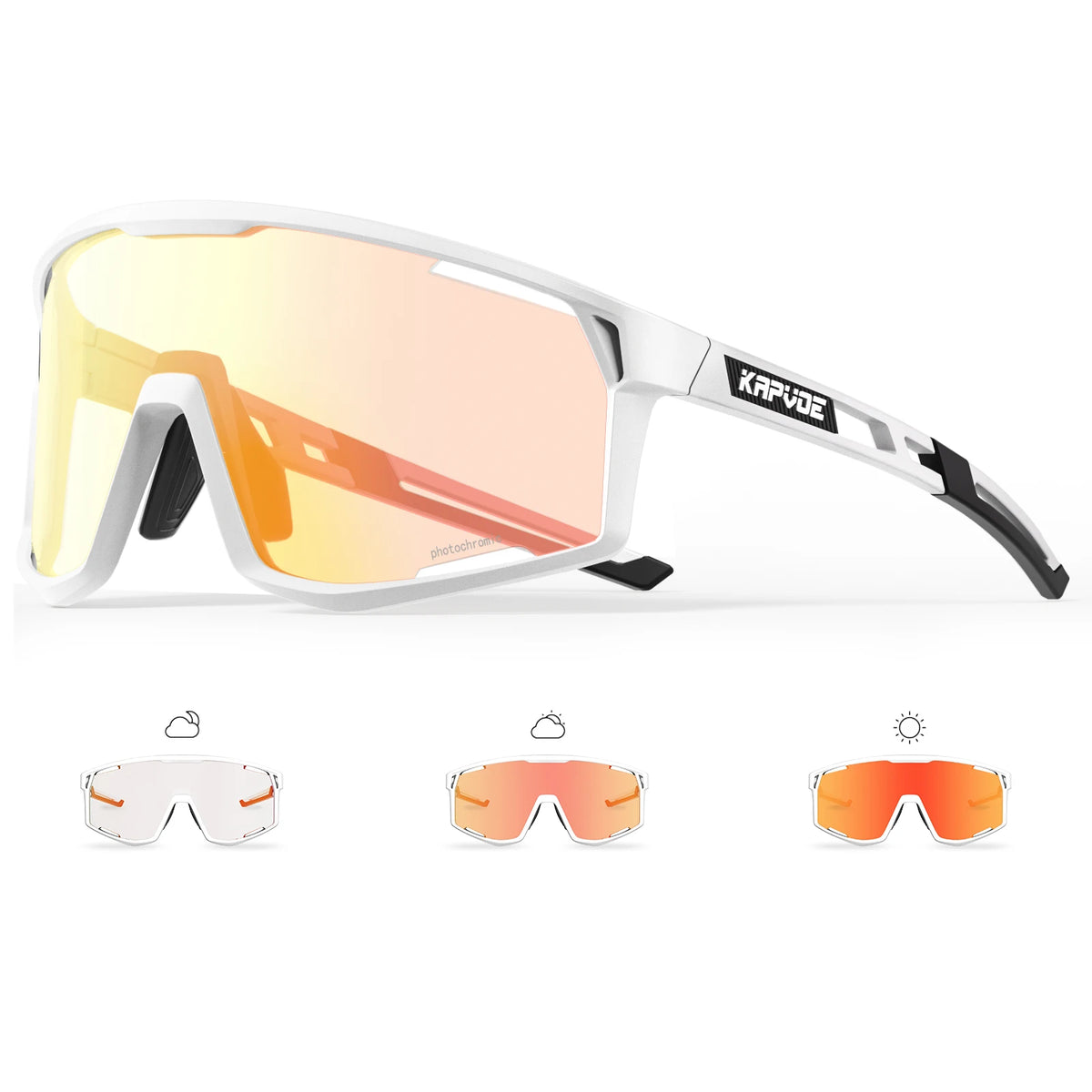Kapvoe New Outdoor Photochromic Cycling Sunglasses Men Women MTB Glasses UV400 Bicycle Eyewear Sports Hiking Road Bike Goggles