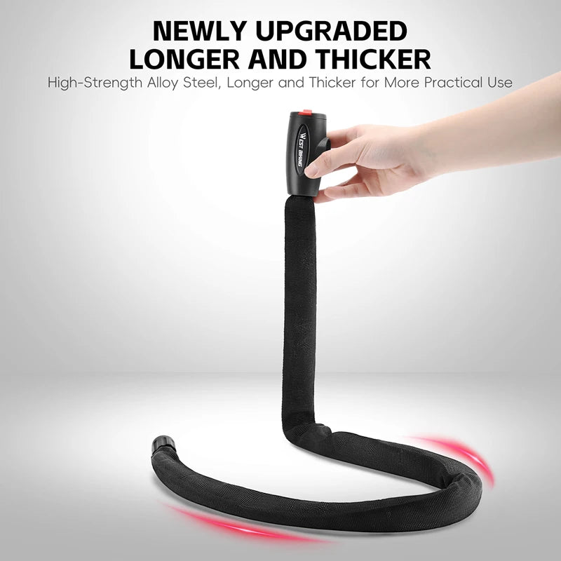 WEST BIKING Anti-theft Bicycle Lock MTB Road Bike Safety Chain Lock With 2 Keys Outdoor Cycling Bicycle Accessories Bike Locks