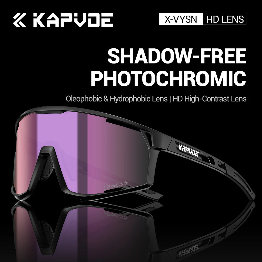 Kapvoe New Outdoor Photochromic Cycling Sunglasses Men Women MTB Glasses UV400 Bicycle Eyewear Sports Hiking Road Bike Goggles