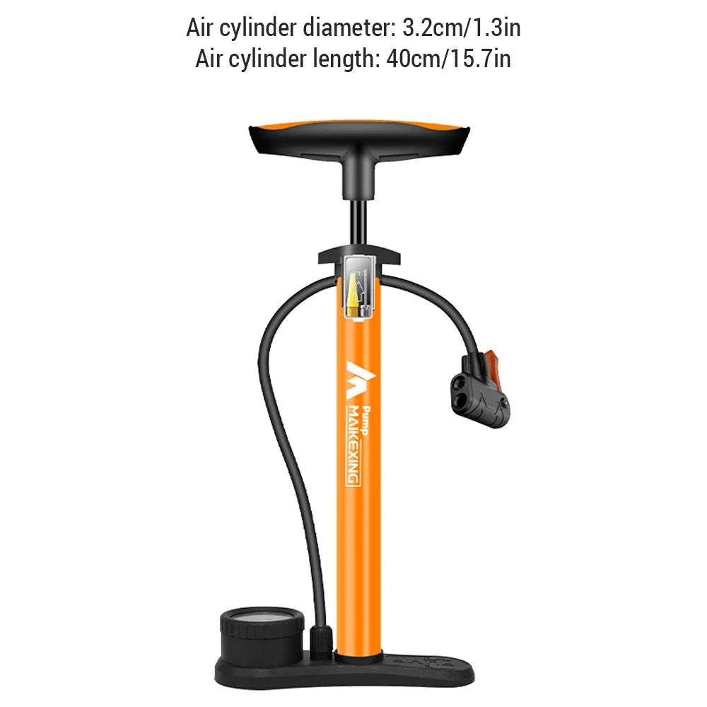 Bike Pump 160PSI Portable Gauge Airpump Inflator with 3-in-1 Nozzle Schrader Presta Valve Mountain Road Ball Bicycle Accessories