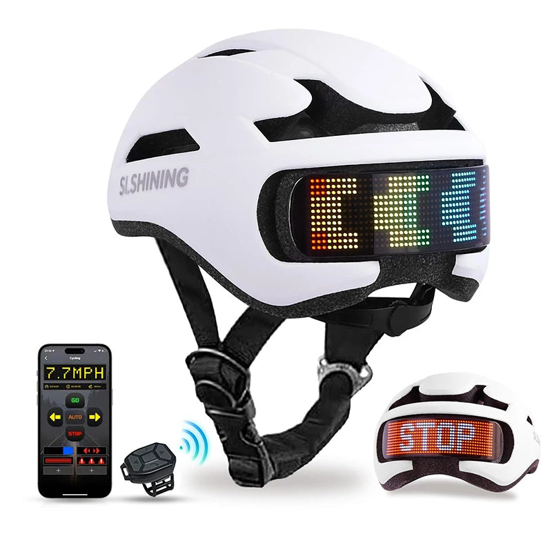 SLSHINING LED Bike Helmet with LED Display Screen Taillight Smart APP Control Bicycle Helmet Road MTB Cycling Helmets
